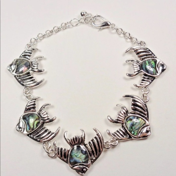 Silver and Abalone Shell Angelfish Bracelet - Picture 1 of 4